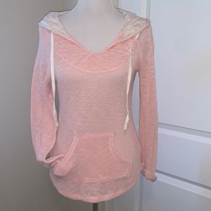 SELF ESTEEM SIZE MEDIUM GORGEOUS LACE TRIMMED HOODED PULLOVER